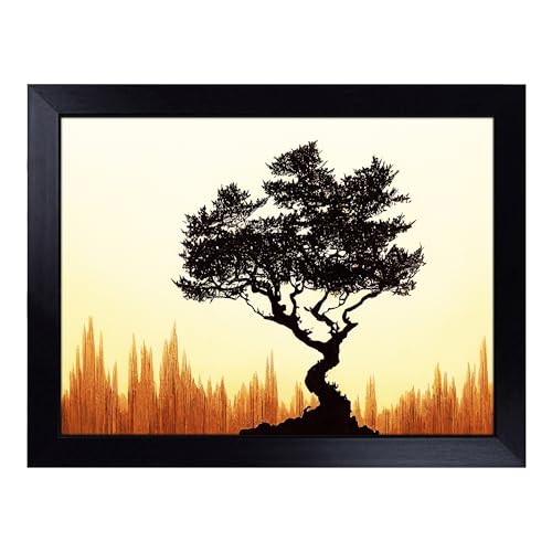 Lap Tray with Bean Bag Cushion, Adventurous Tree - Handmade in the UK, Raised Wooden Edge, Padded Cushion, Heat-Resistant Wipe-Clean Surface, for Meals, Laptops and Crafts