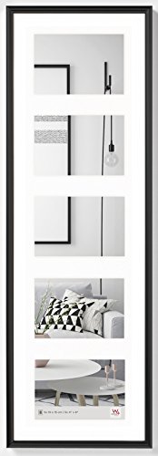 walther design Picture Frame Black 5X 10x15 cm Gallery with PassepArtout, Galeria Plastic Frame KB515H