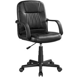 Yaheetech PU Leather Swivel Office Chair, Ergonomic Height Adjustable Black