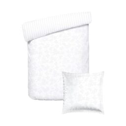 Pure Cotton Oeko-TEX 2-Piece Single Bedding Set - Duvet Cover 135 x 200 cm and 1 Pillowcase 80 x 80 cm - 100% Cotton Satin Jacquard Woven 120 Thread Count - Oeko-TEX - Light Verbena - White