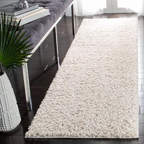 SAFAVIEH Shag Rug for Living Room, Dining Room, Bedroom - August Shag Collection, Short Pile, in Ivory, 76 X 183 cm