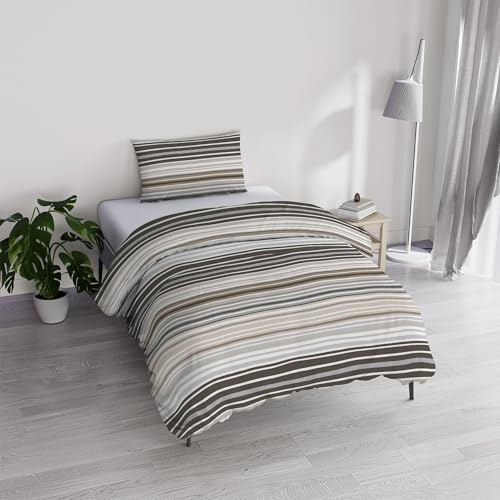 River Cotton Single Duvet Cover Set, Made in Italy – Duvet Cover Set – Duvet Cover 150 x 200 cm with Double Flap and Pillow Cases (Single, Tigers)