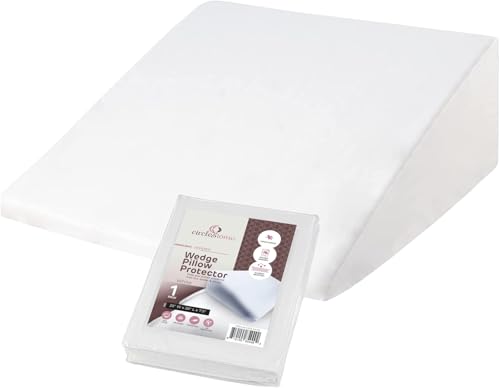 CirclesHome Wedge Pillow Cover 100% Cotton, Zippered Wedge Pillow Case Protector, Soft, Hypoallergenic & Breathable -White, (25Wx26Lx7.5)