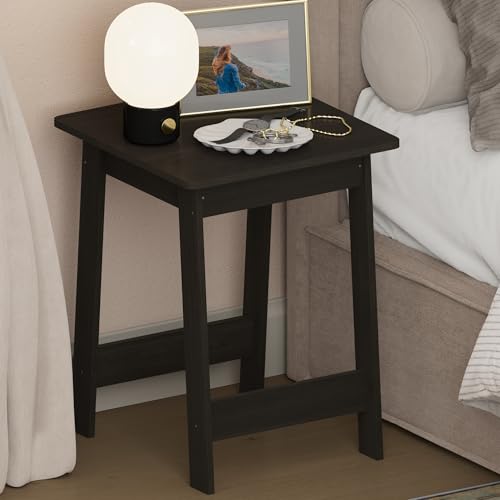 Furinno BEGINNING Night Stand, Nightstand, Bedside Table with H-Legs, Side Table, End Table, for Living Room, Bedroom, Espresso
