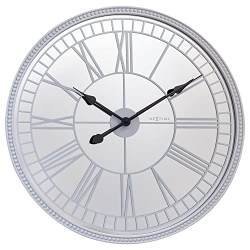 NeXtime Large Wall Clock 56 cm-Silent-White/Mirror-Glass Cleopatra's Mirror