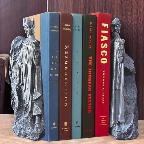 Bzuiawi Decorative Bookends, 9.5'' Resin Collectibles, Heavy Duty Book Stopper for Library, Office, Home - Black, 2 Pieces