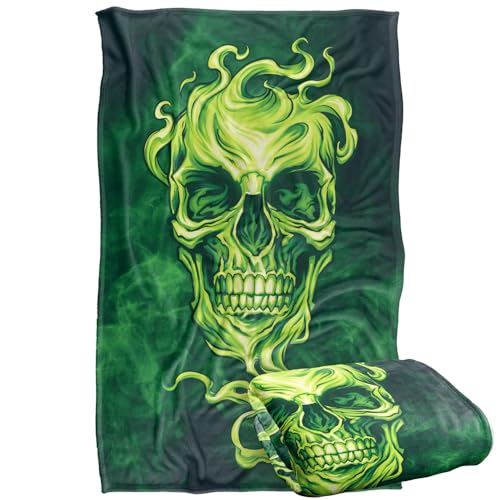 Jq Licensing - Ba-Jp Glowing Green Skull Silky Touch Super Soft Throw Blanket 91 x 147 Cm