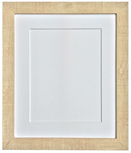 FRAMES BY POST Deep Grain Picture Photo Frame, Recycled Plastic, Light Brown with White Mount, 50 x 40 cm Image Size 16 x 12 Inch