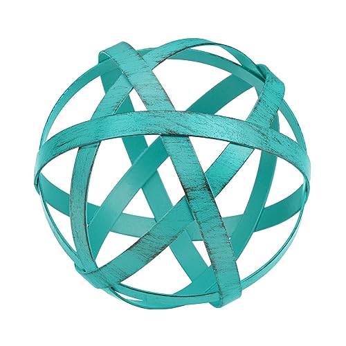 Everydecor Blue Metal Band Decorative Sphere - Decorative Balls for Shelves, Centerpiece Bowls, Bookshelf - Decoration Orbs Accents for Living Room, Bedroom - Shelf Spheres