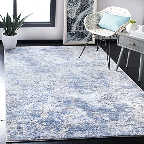 Safavieh Modern Rug for Living Room, Dining Room, Bedroom - Amelia Collection, Short Pile, in Grey and Blue, 91 X 91 cm