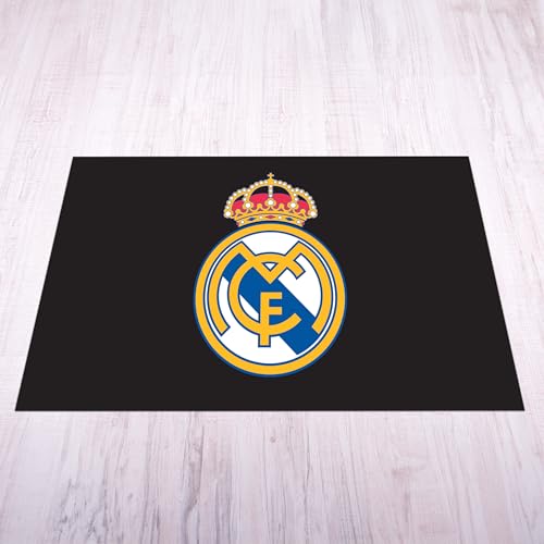 fan decor Real Madrid Mat - Medium (125cm (w) x 100cm (h) - Full Colour Crest on Brand Black