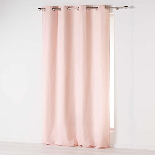 Douceur d'Intérieur Absolu Microfibre Curtain with Eyelets, Plain, Polyester, polyester, Light Pink, 280 x 140 cm