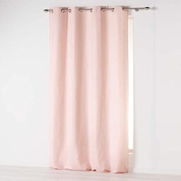 Douceur d'Intérieur Absolu Microfibre Curtain with Eyelets, Plain, Polyester, polyester, Light Pink, 280 x 140 cm