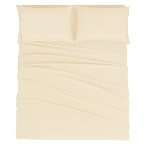 Mejoroom Full Size Sheet Set - Soft Microfiber Bed Sheets - Deep Pocket Fitted Sheet, Breathable, Soft, Wrinkle & Fade Resistant - 4 Piece (Full, Taupe)