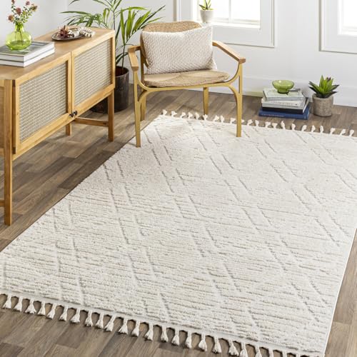 Livabliss Jasmine Tarawa Geometric Carpet 200x275 cm, Living Room, Dining & Kitchen, Scandi Abstract Pattern, Easy Care Pile, Cream