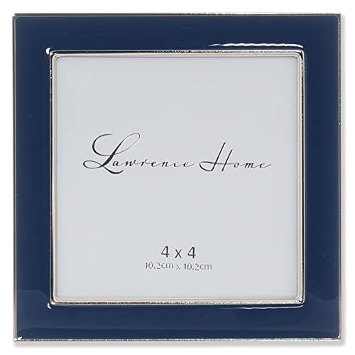 4x4 Silver Metal and Navy Blue Enamel Picture Frame