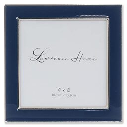 4x4 Silver Metal and Navy Blue Enamel Picture Frame