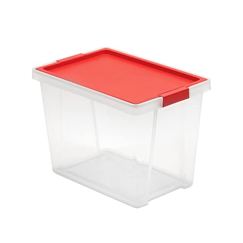 TATAY Storage Box BPA-Free Stackable Design Lid with Hinges Included - Storage Box Household - Capacity 15 L - Dimensions 25x36x26 cm - BPA-Free Material - Stackable Design, Red