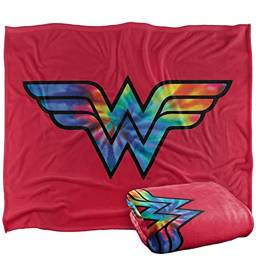 WONDER WOMAN Tie-Die Logo Silky Touch Super Soft Throw Blanket 152 x 127 cm