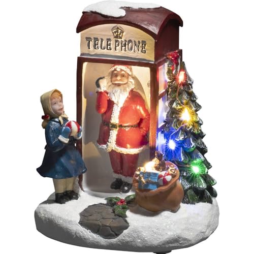 Konstsmide Christmas Lights Santa Claus Scene Telephone Box Christmas Ornament Decoration/Battery Operated: 3xAAA (Excl.)/Christmas Scene Multi Coloured Diodes