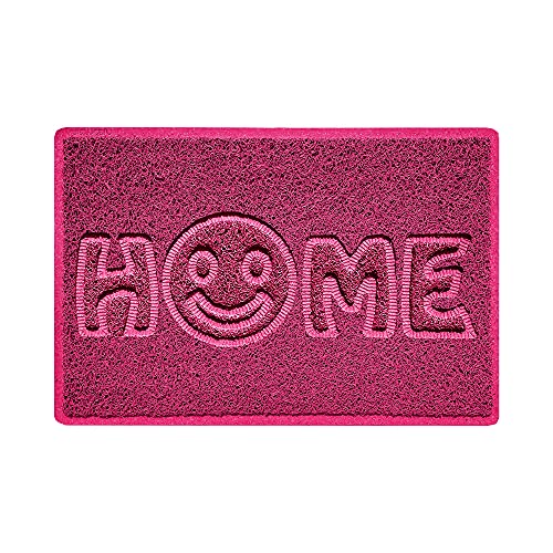 Nicoman SMILEY FACE Embossed Shape Door Mat Dirt-Trapper Jet-Washable Doormat-(Use Indoor or Sheltered Outdoor)- (60x40cm/23.6x15.7inches, Small) Pink