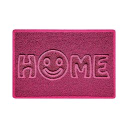 Nicoman SMILEY FACE Embossed Shape Door Mat Dirt-Trapper Jet-Washable Doormat-(Use Indoor or Sheltered Outdoor)- (60x40cm/23.6x15.7inches, Small) Pink