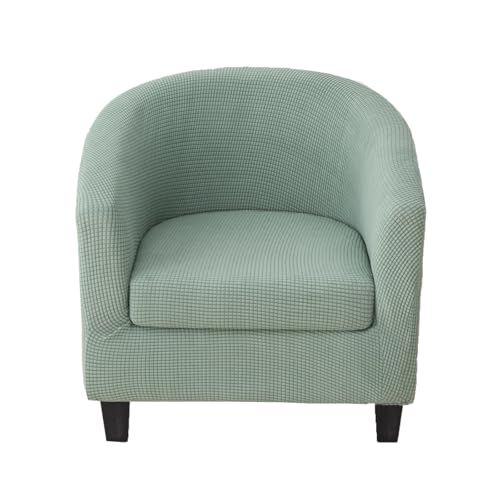 CRFATOP Club Chair Slipcover with Cushion Cover Jacquard 2 Piece Tub Chair Covers Armchair Covers Soft Washable Round Barrel Chair Covers Couch Covers for Bar Counter Living Room,Green