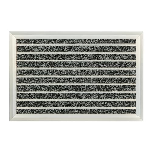 Relaxdays Doormat, Aluminium, 60 x 40 cm, Non-slip, Indoor & Outdoor Use, Weatherproof Door Mat, Silver/Black