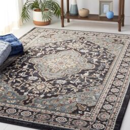 SAFAVIEH Traditional Rug for Living Room, Dining Room, Bedroom - Lyndhurst Collection, Short Pile, in Grey and Teal, 160 x 230 cm