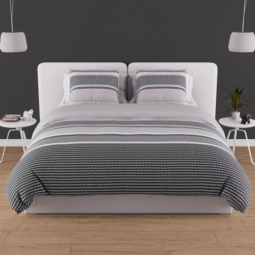 Soleil d'ocre, Thales Duvet Cover Set, 57 Thread Count, 260 x 240 cm, Grey