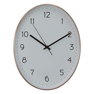 Premier Housewares Wall Clock Copper/Black Finish Frame Clocks For Living Room/Bedroom/Contemporary Style Oval Shaped Design Metal Clocks For Hallways 4 x 35 x 27