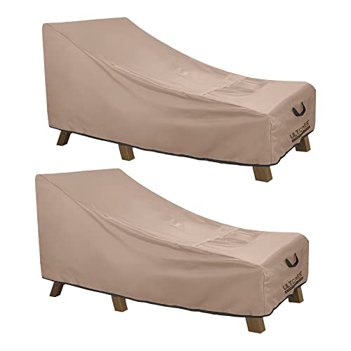 ULTCOVER Waterproof Patio Lounge Chair Cover Heavy Duty Outdoor Chaise Lounge Covers 2 Pack - 64L x 28W x 30H inch