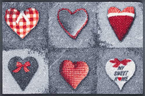 Wash+Dry My Sweet Home Grey Doormat 40 x 60 cm Colourful Washable for Indoor and Outdoor Use