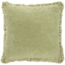 Yard Bertie Washed Cotton Velvet Filled Cushion (Sage, 45 x 45 cm)