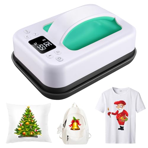 "Legooin Heat Press Machine for T-Shirts, 7"" ?? 4.8"" Portable Fast Heat-up Mini Easy Press with Timing Function & Insulated Base, Ideal for T-Shirts, Bags, Pillows, Aprons, and More, Green"