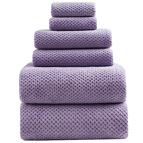 HVMS Oversized Bath Towels Extra Large 40x80 Inches Bath Sheets for Adults Super Soft Quick Dry Highly Absobent Microfiber Shower Towels (Lavender,6 Piece)???