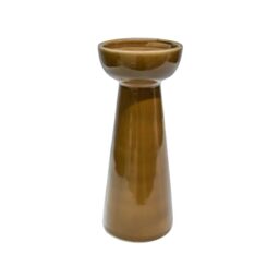 Ivyline Bowen Pillar Candle Holder in Fawn with Stable Base - Modern Elegant Home Decoration - H22 x D9 cm