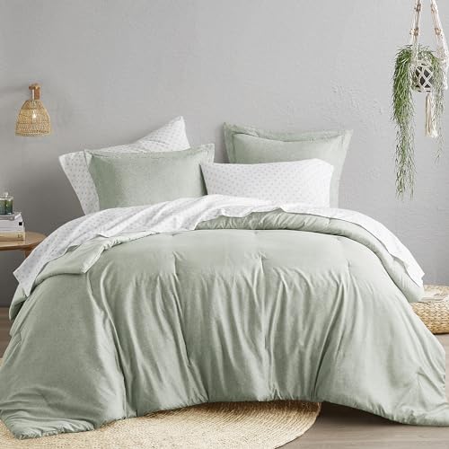 Comfort Spaces All Season Microfiber Comforter Bedding, Sage Green, Full/Queen
