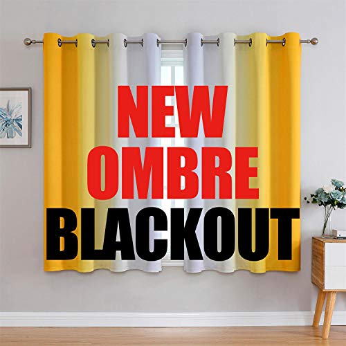 G2000 Blackout Curtains & Drapes for Bedroom Living Room 63 Inch Length Yellow and Greyish White Room Darkening Window Treatments Ombre Thermal Insulated Light Blocking Grommet Backdrop 2 Panels Set