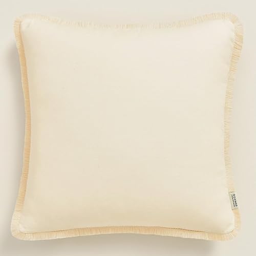 ROOM99 Boca Chica 50 x 50 cm Decorative Cushion Cover Throw Cushion Cover Aesthetic Modern Bedroom Living Room Boho Cotton Cream 1 Piece