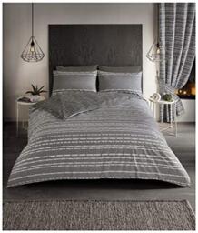 Luxurious Seb Stripe Bed Set with Duvet Cover and Pillow Cases, Polyester-Cotton, [ King - Grey ]