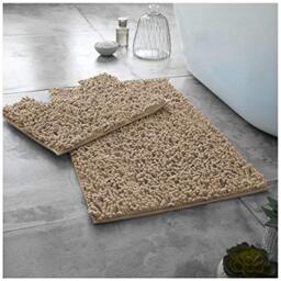 GC GAVENO CAVAILIA 2 Piece Bath Mat Non Slip, Washable Mats For Bathroom, Highly Water Absorbent Toilet Rug, Natural-Bath Sets
