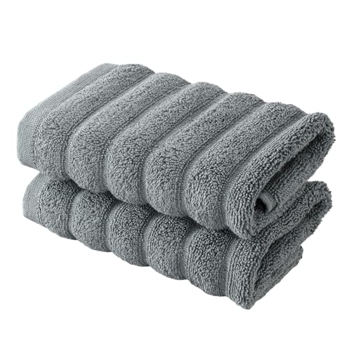 BERIBO Cloud Turkish Towel Set 100% Cotton 620gsm (Slate Grey, 2 Face Flannels)