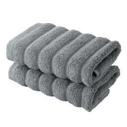 BERIBO Cloud Turkish Towel Set 100% Cotton 620gsm (Slate Grey, 2 Face Flannels)