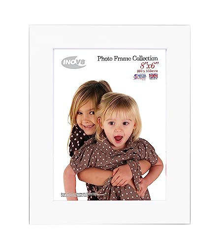 "Inov8 British Made Real Wood Picture/Photo Frame 8x6"" Inch(20x15cm) - Kayla 30mm White"