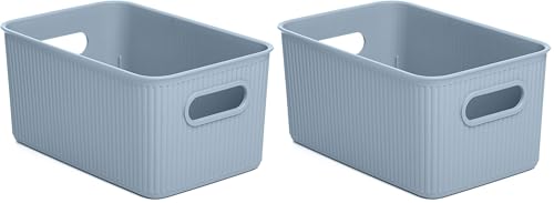 TATAY Storage Box Baobab, 5L Capacity, Polypropylene, BPA free, Mist Blue Measures 18.1 x 27.2 x 13 cm (Pack of 2)