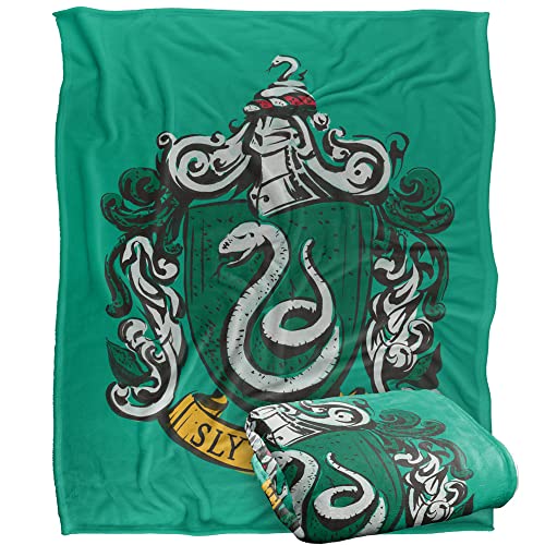 HARRY POTTER Drawn Slytherin Crest Officially Licensed Silky Touch Super Soft Throw Blanket 152 x 127 cm