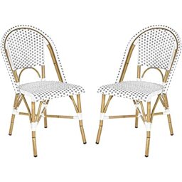 SAFAVIEH Poly-Rattan Outdoor Dining Chairs - Set of 2, in Grey and White and Light Brown