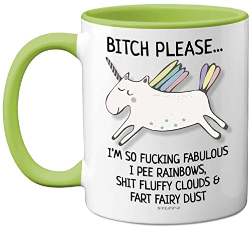 Stuff4 Bitch Please I'm So Fabulous Unicorn Mug, Funny Gifts for Women - 11oz Ceramic Green Handle Mugs, Birthday Present, Tea Sets for Adults, Unicorn Gifts, Christmas, Your Best Friend