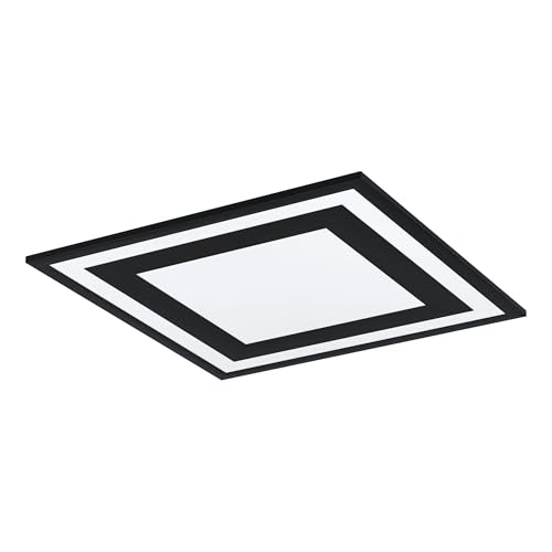 EGLO Savatarila LED Ceiling Light, 1 Bulb Ceiling Light, Living Room Lamp, Modern Kitchen Lamp, Aluminium and Plastic, Hallway Lamp, Ceiling in Black, White, L x W 45 cm